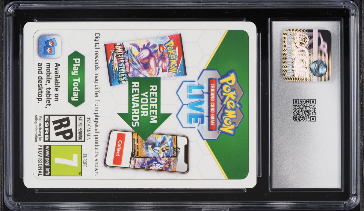2021 Pokemon SWSH Fusion Strike White Border Error Online Code Card CGC 9 MINT