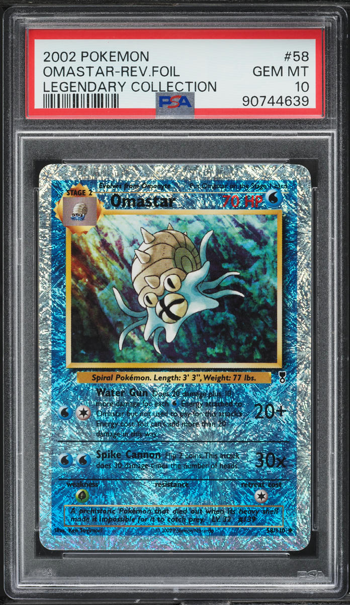2002 Pokemon Legendary Collection Reverse Holo Omastar #58 PSA 10 GEM MINT