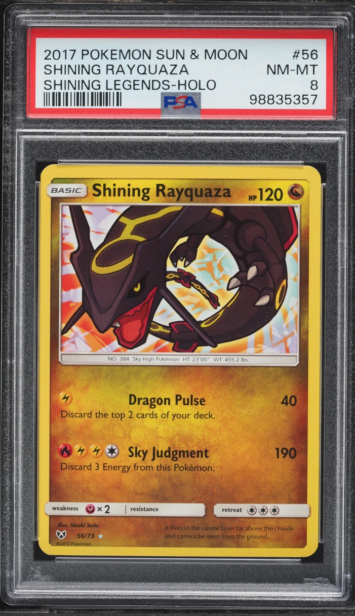 2017 Pokemon Sun & Moon Shining Legends Holo Shining Rayquaza #56 PSA 8 NM-MT