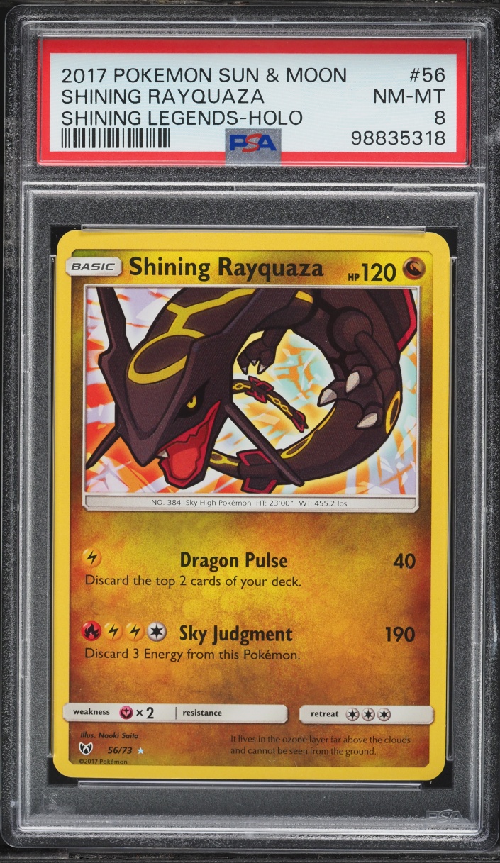 2017 Pokemon Sun & Moon Shining Legends Holo Shining Rayquaza #56 PSA 8 NM-MT
