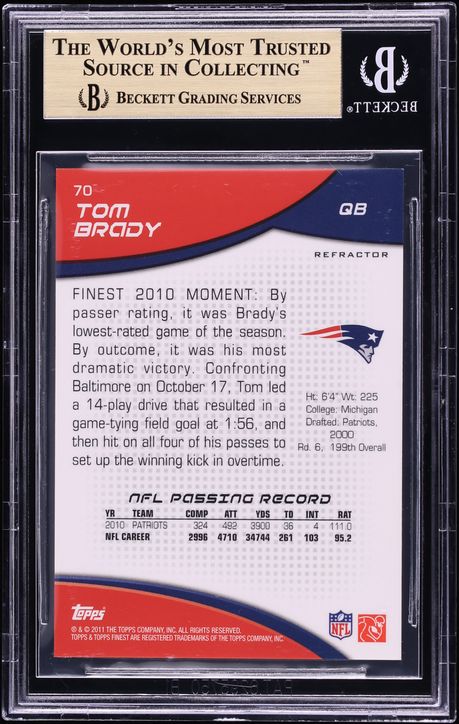 2011 Finest Mosaic Refractor Tom Brady /10 #70 BGS 9.5 GEM MINT