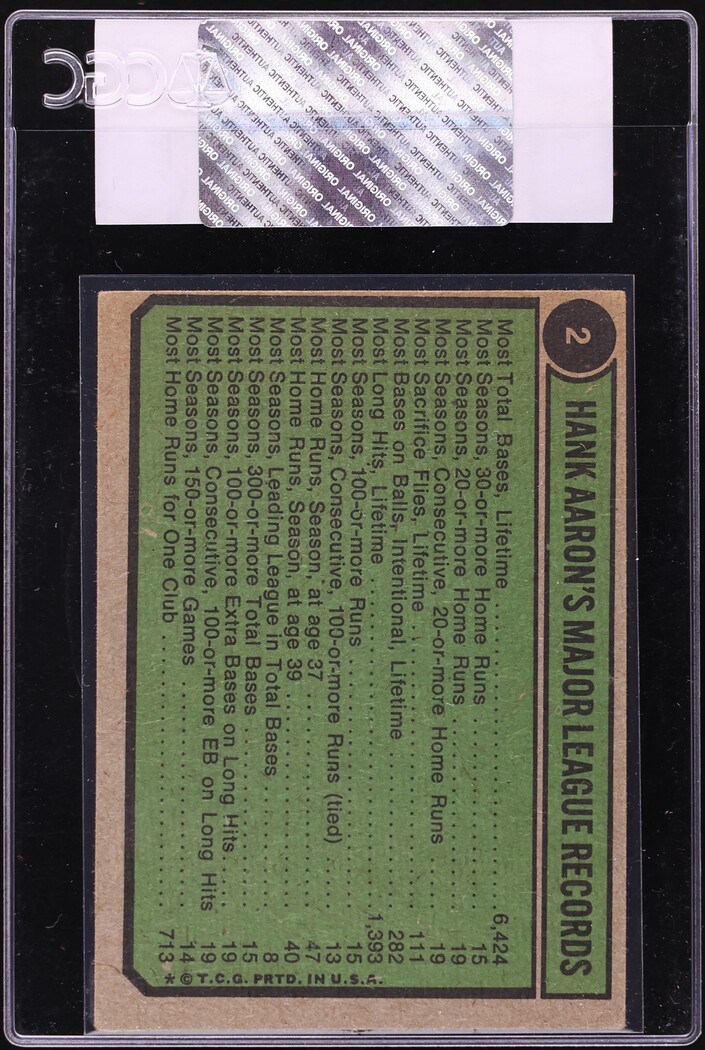 1974 Topps Hank Aaron AARON SPECIAL '54-'57 #2 CGC AUTH