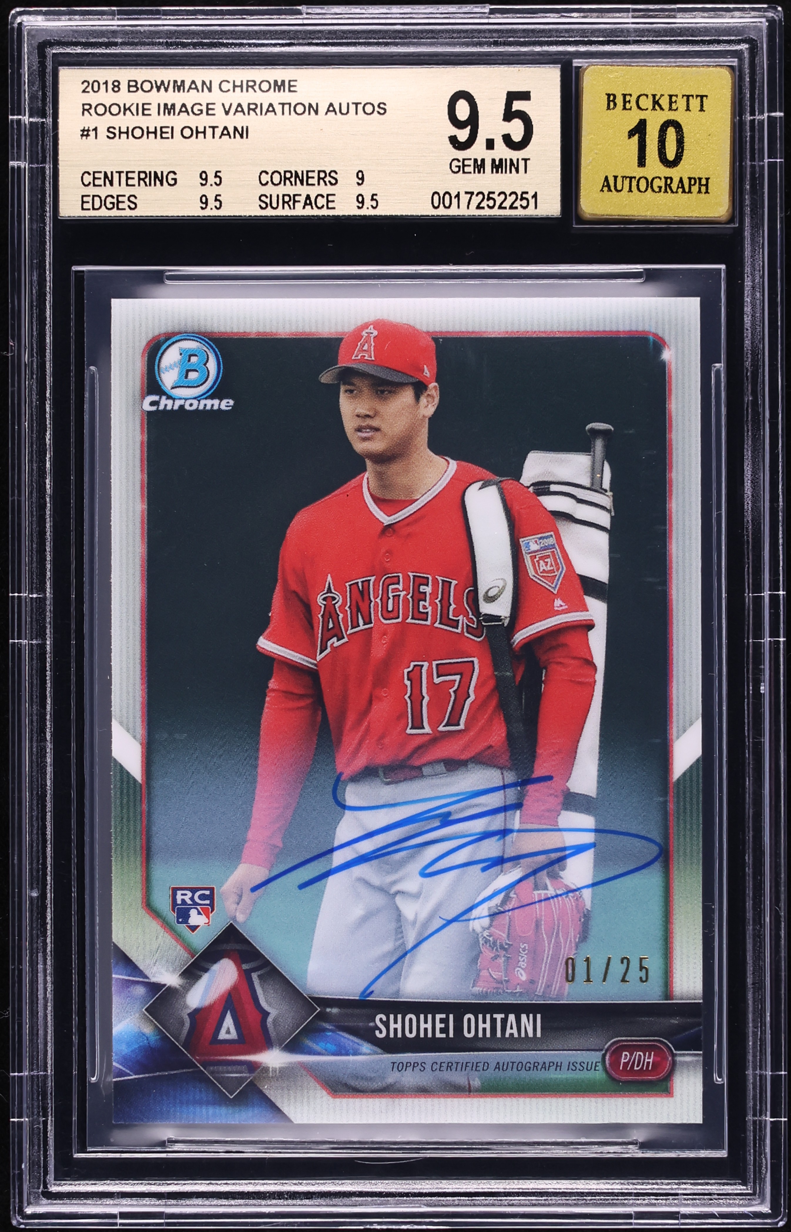 2018 Bowman Chrome Image Variation Shohei Ohtani ROOKIE AUTO 1/25