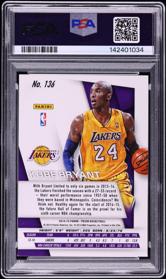 2014 Panini Prizm Kobe Bryant #136 PSA 9 MINT