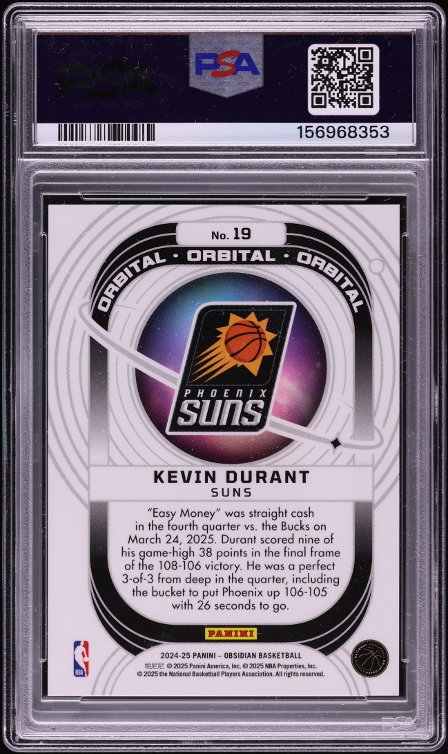 2024 Panini Obsidian Orbital Electric Etch Red Flood Kevin Durant #19 PSA 9 MINT