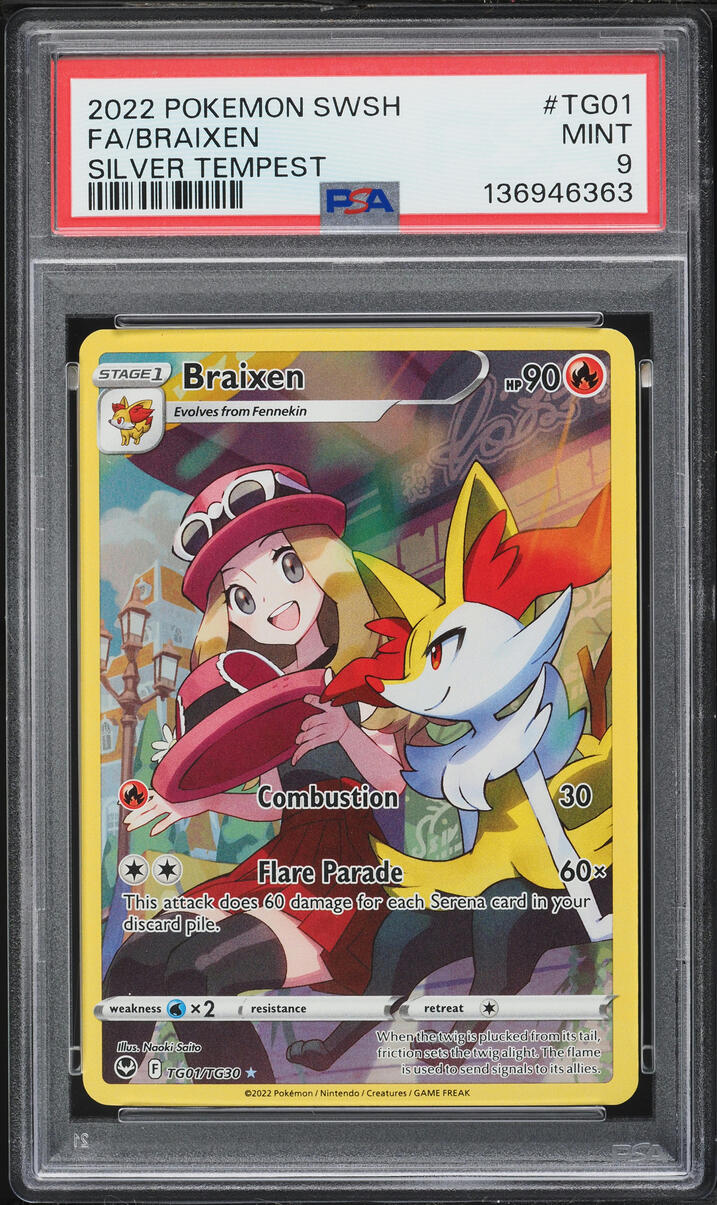 2022 Pokemon Sword & Shield Silver Tempest CHR Braixen #TG01 PSA 9 MINT