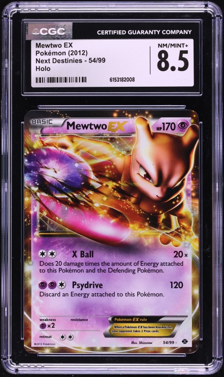 2012 Pokemon Black & White Next Destinies Holo Mewtwo EX #54 CGC 8.5 NM-MT+