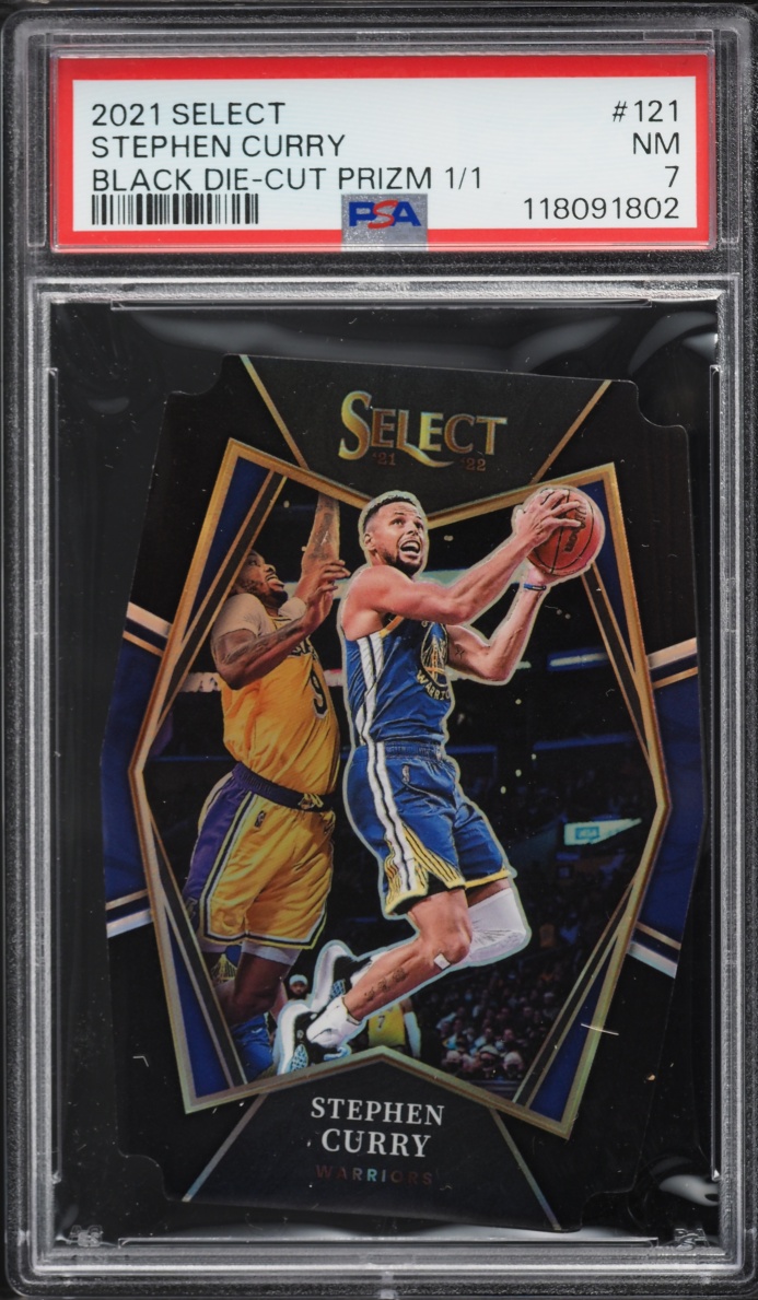 2021 Select Premier Level Black Die-Cut Prizm Stephen Curry 1/1 #121 PSA 7 NRMT