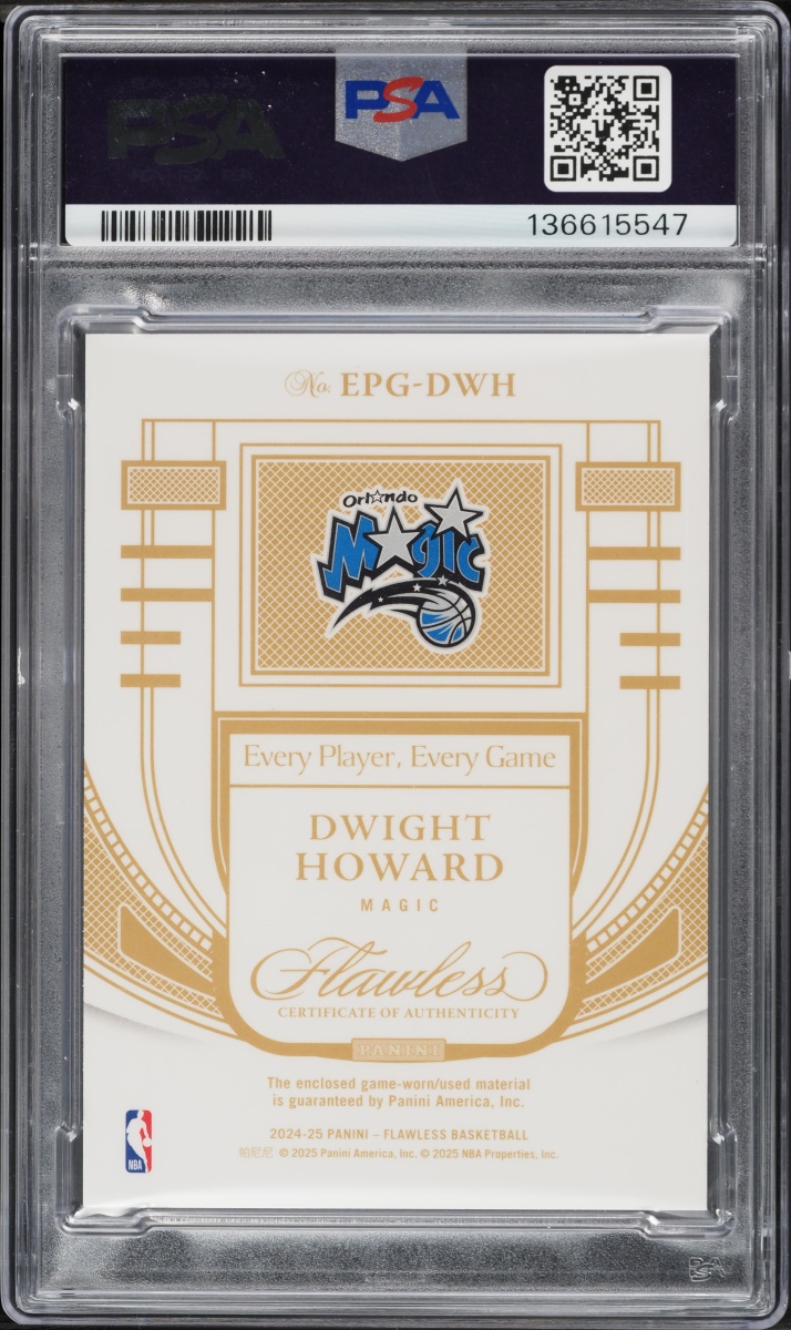 2024 Panini Flawless Every Playe, Every Game Dwight Howard LOGOMAN PATCH 3/3 #EPG-DWH PSA 10