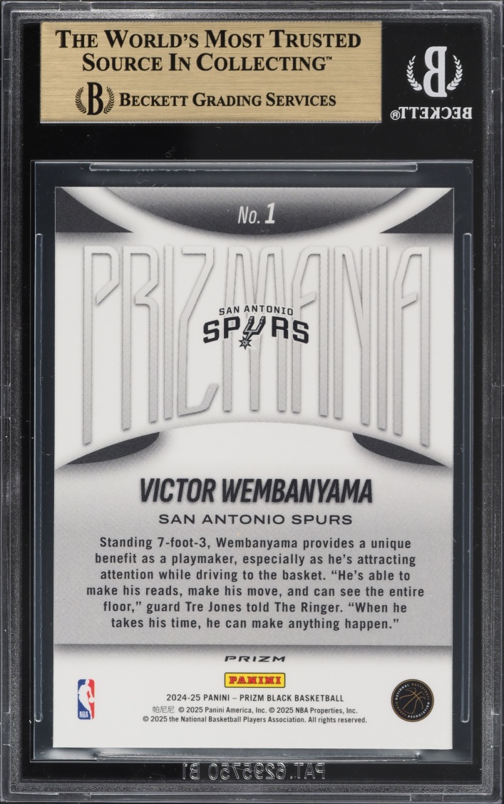 2024 Panini Prizm Black Prizmania Victor Wembanyama #1 BGS 9.5 GEM MINT