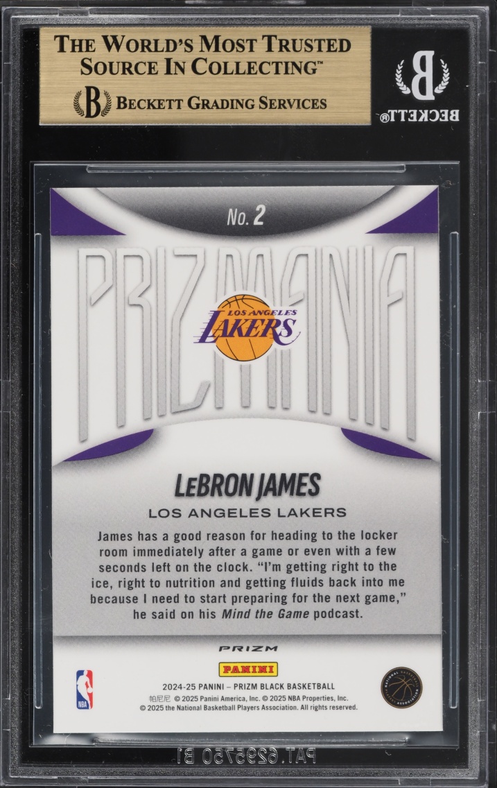 2024 Panini Prizm Black Prizmania Lebron James #2 BGS 9.5 GEM MINT