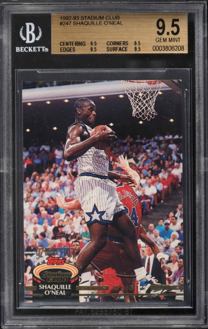1992 Stadium Club Basketball Shaquille O'Neal ROOKIE #247 BGS 9.5 GEM MINT