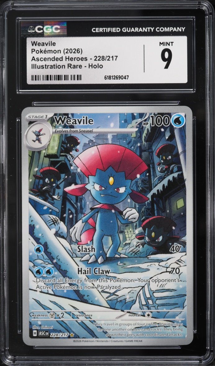 2026 Pokemon Mega Evolution Ascended Heroes IR Weavile #228 CGC 9 MINT