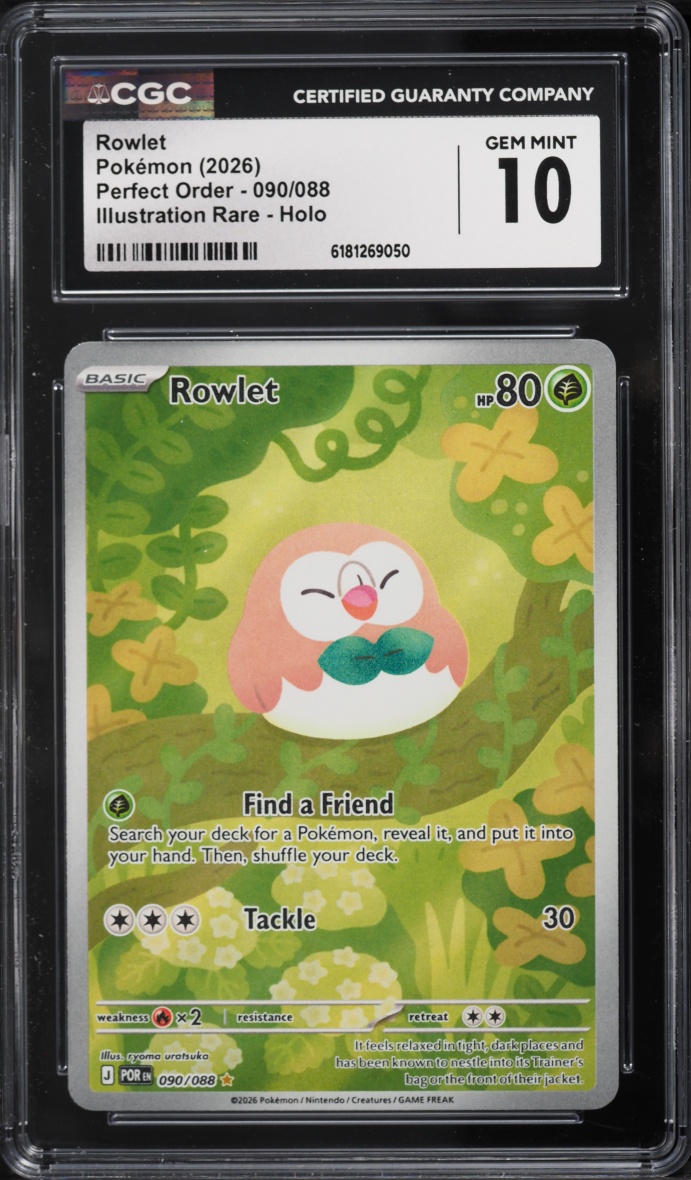 2026 Pokemon Mega Evolution Perfect Order IR Rowlet #90 CGC 10 GEM MINT