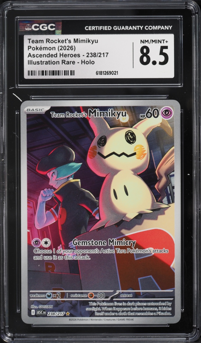 2026 Pokemon Mega Evolution Ascended Heroes IR Team Rocket's Mimikyu #238 CGC 8.5 NM-MT+
