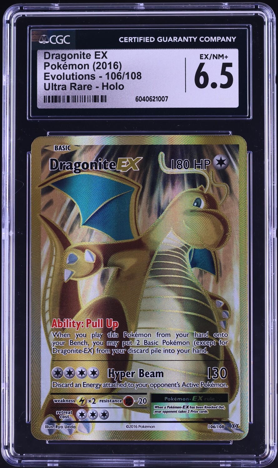 2016 Pokemon XY Evolutions Full Art Dragonite EX #106 CGC 6.5 EXMT+