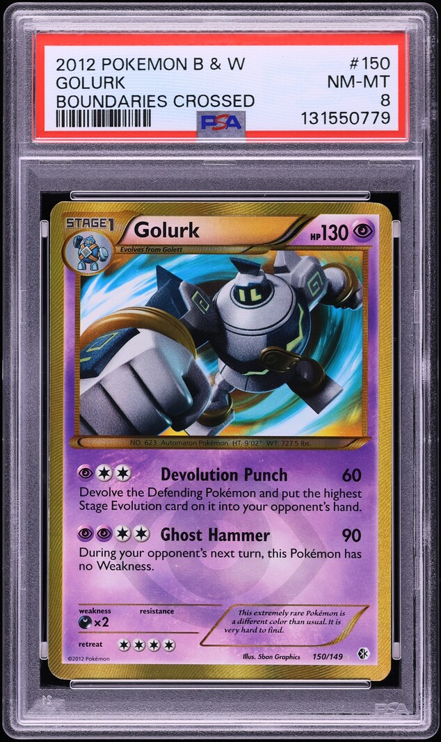 2012 Pokemon Black & White Boundaries Crossed Holo Golurk #150 PSA 8 NM-MT