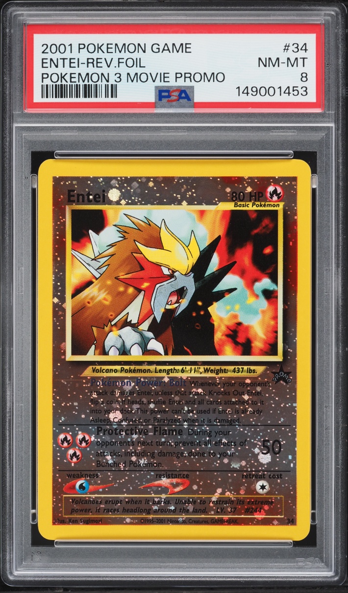 2001 Pokemon Movie 3 Promo Reverse Holo Entei #34 PSA 8 NM-MT