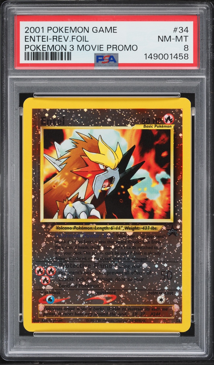 2001 Pokemon Movie 3 Promo Reverse Holo Entei #34 PSA 8 NM-MT