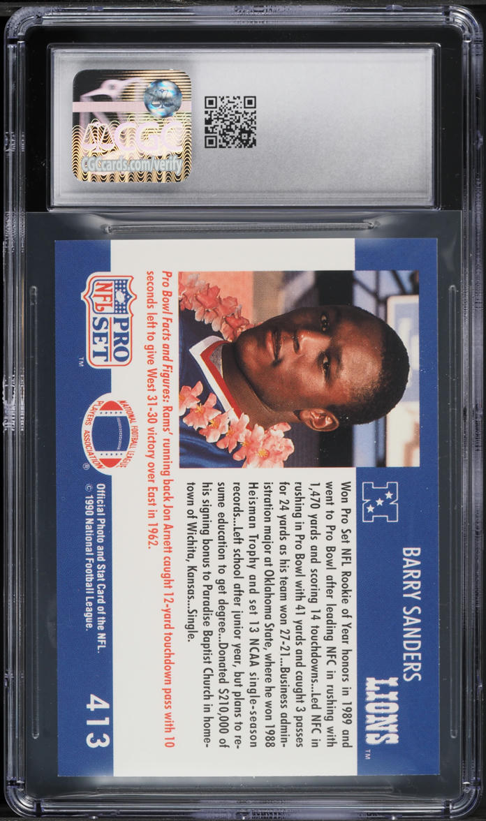 1990 Pro Set Football Barry Sanders #413 CGC 8.5 NM-MT+