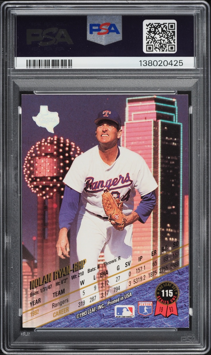 1993 Leaf Nolan Ryan #115 PSA 8 NM-MT