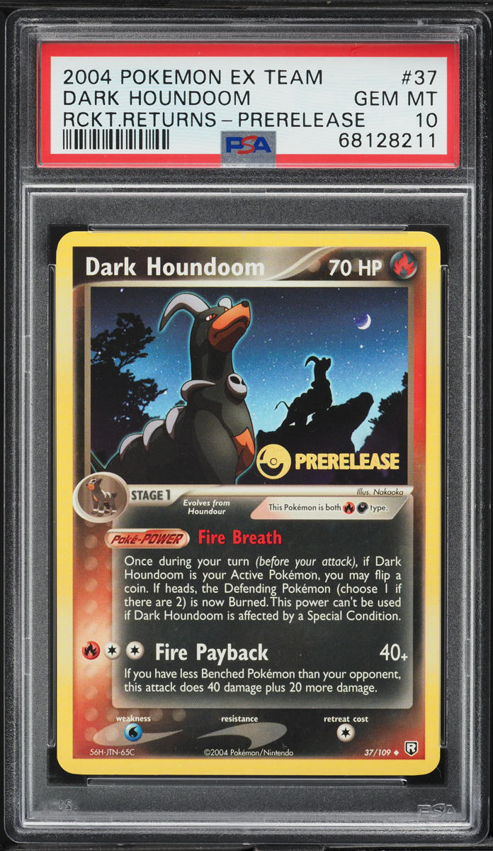 2004 Pokemon EX Team Rocket Returns Prerelease Dark Houndoom #37 PSA 10 GEM MINT