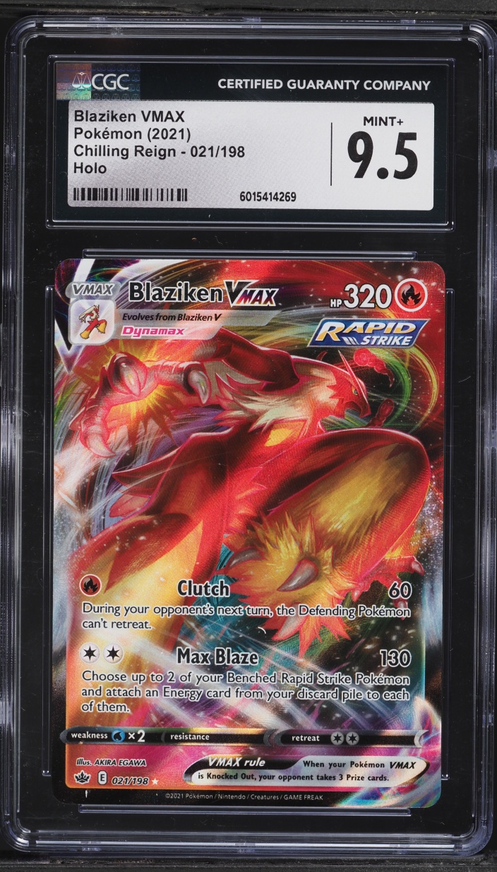 2021 Pokemon Sword & Shield Chilling Reign Full Art Blaziken VMAX #21 CGC 9.5 MINT+