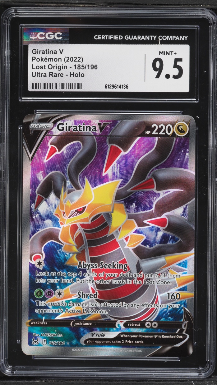 2022 Pokemon Sword & Shield Lost Origin Full Art Giratina V #185 CGC 9.5 MINT+