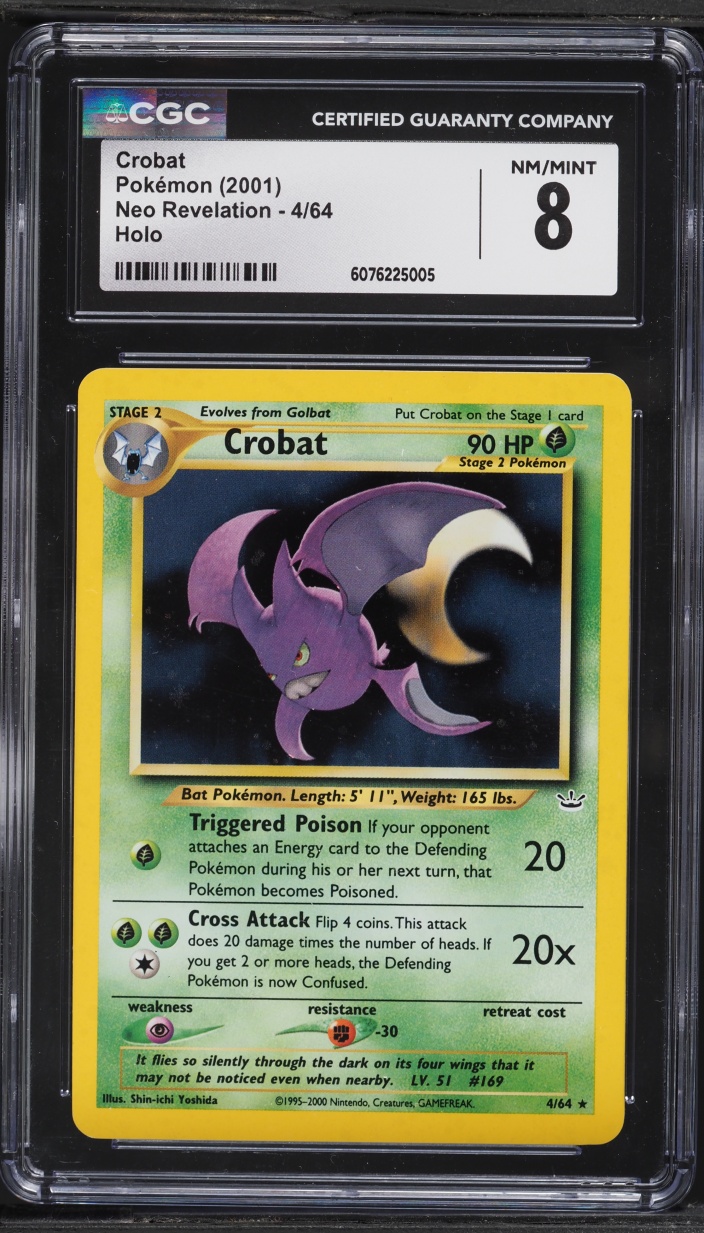 2001 Pokemon Neo Revelation Holo Crobat #4 CGC 8 NM-MT