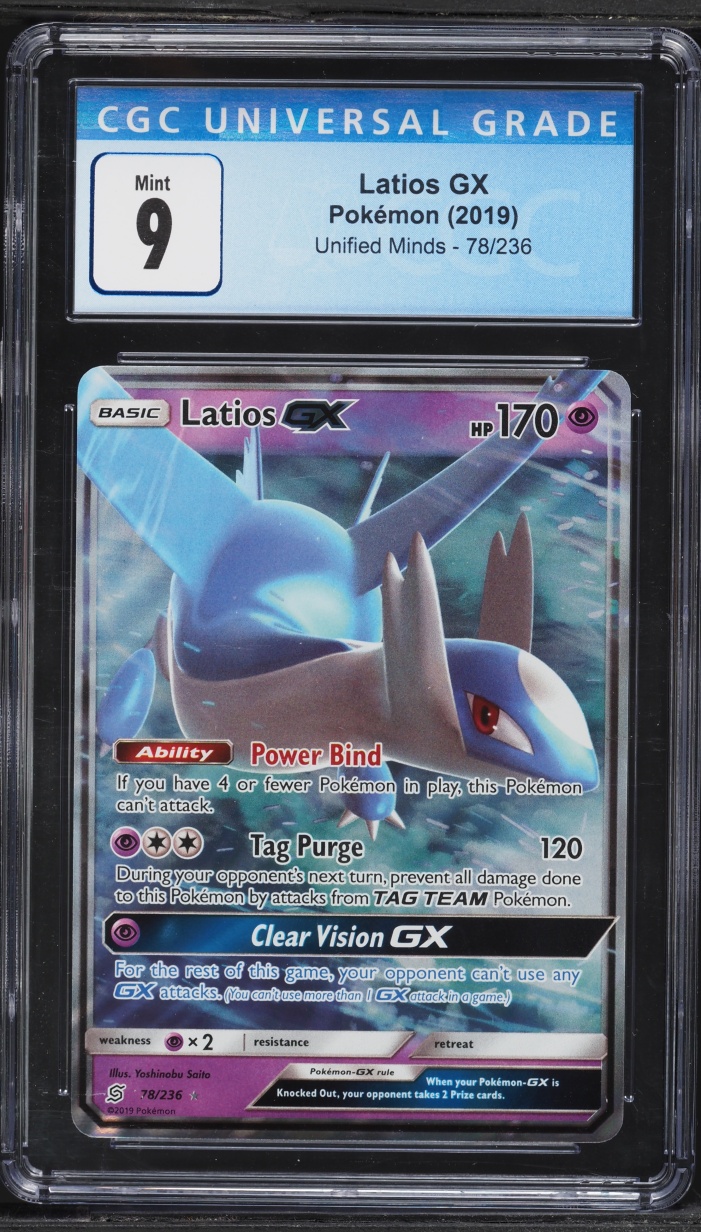 2019 Pokemon Sun & Moon Unified Minds Latios GX #78 CGC 9 MINT