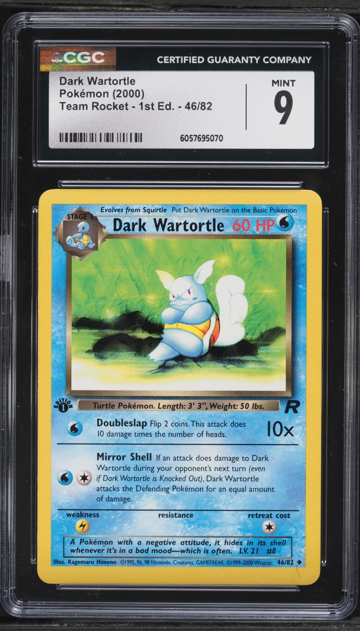 2000 Pokemon Team Rocket 1st Edition Dark Wartortle #46 CGC 9 MINT