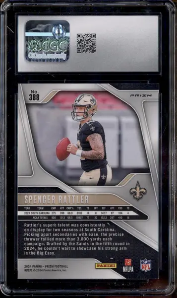 2024 Panini Prizm Blue Prizm #388 Spencer Rattler RC CGC 10