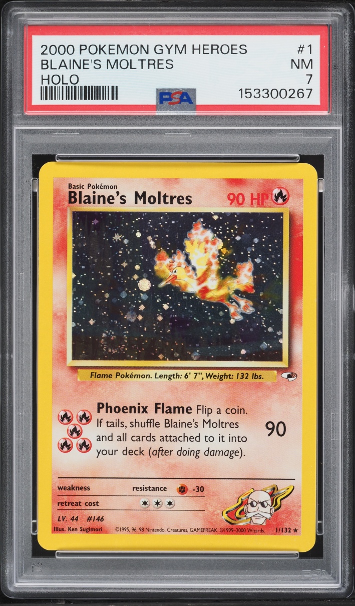 2000 Pokemon Gym Heroes Holo Blaine's Moltres #1 PSA 7 NRMT
