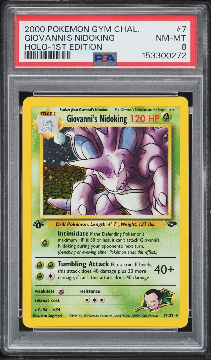 2000 Pokemon Gym Challenge 1st Edition Holo Giovanni's Nidoking #7 PSA 8 NM-MT