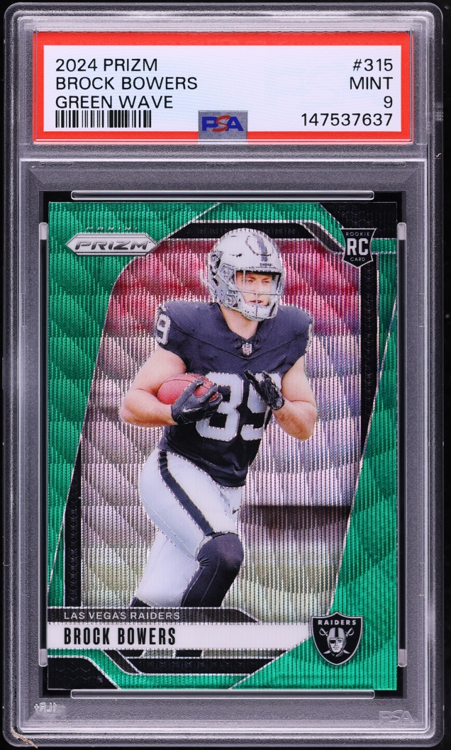 2024 Panini Prizm Green Wave Brock Bowers ROOKIE #315 PSA 9 MINT