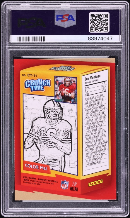 2022 Donruss Crunch Time Joe Montana #CT-11 PSA 9 MINT