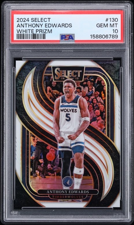 2024 Select Premier Level White Prizm Anthony Edwards /149 #130 PSA 10 GEM MINT