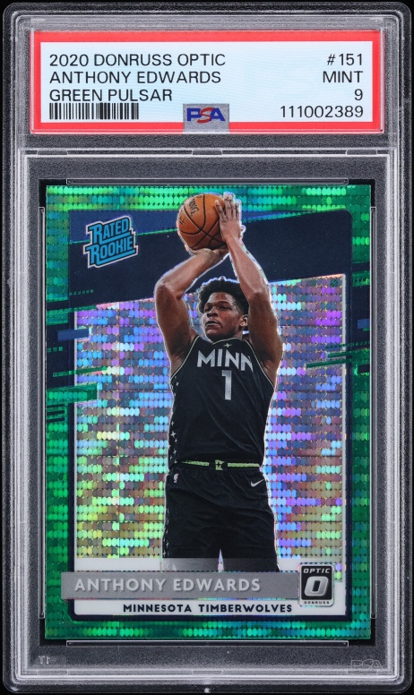 2020 Donruss Optic Green Pulsar Anthony Edwards ROOKIE #151 PSA 9 MINT