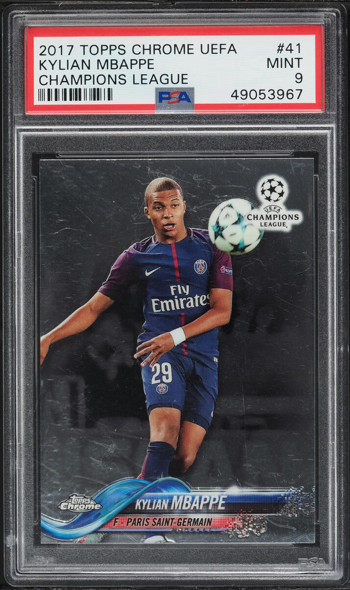 2017 Topps Chrome UEFA Champions League Kylian Mbappe ROOKIE #41 PSA 9 MINT
