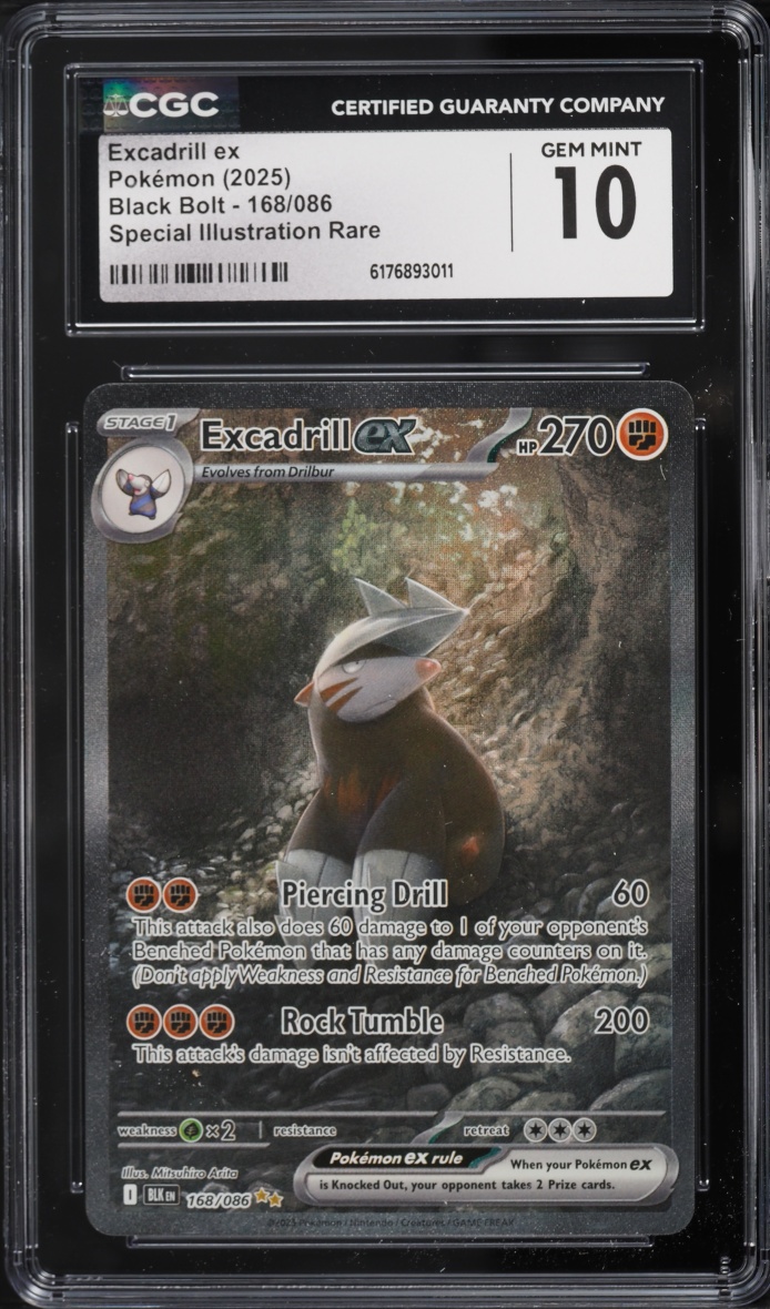 2025 Pokemon Scarlet & Violet Black Bolt SIR Excadrill ex #168 CGC 10 GEM MINT