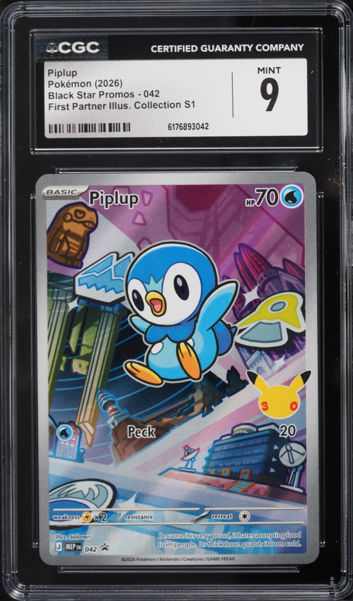 2026 Pokemon Mega Evolution Promo First Partner Illustration Full Art Piplup #42 CGC 9 MINT