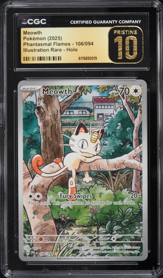 2025 Pokemon Mega Evolution Phantasmal Flames IR Meowth #106 CGC 10 PRISTINE