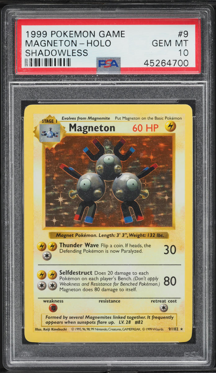 1999 Pokemon Base Set Shadowless Holo Magneton #9 PSA 10 GEM MINT