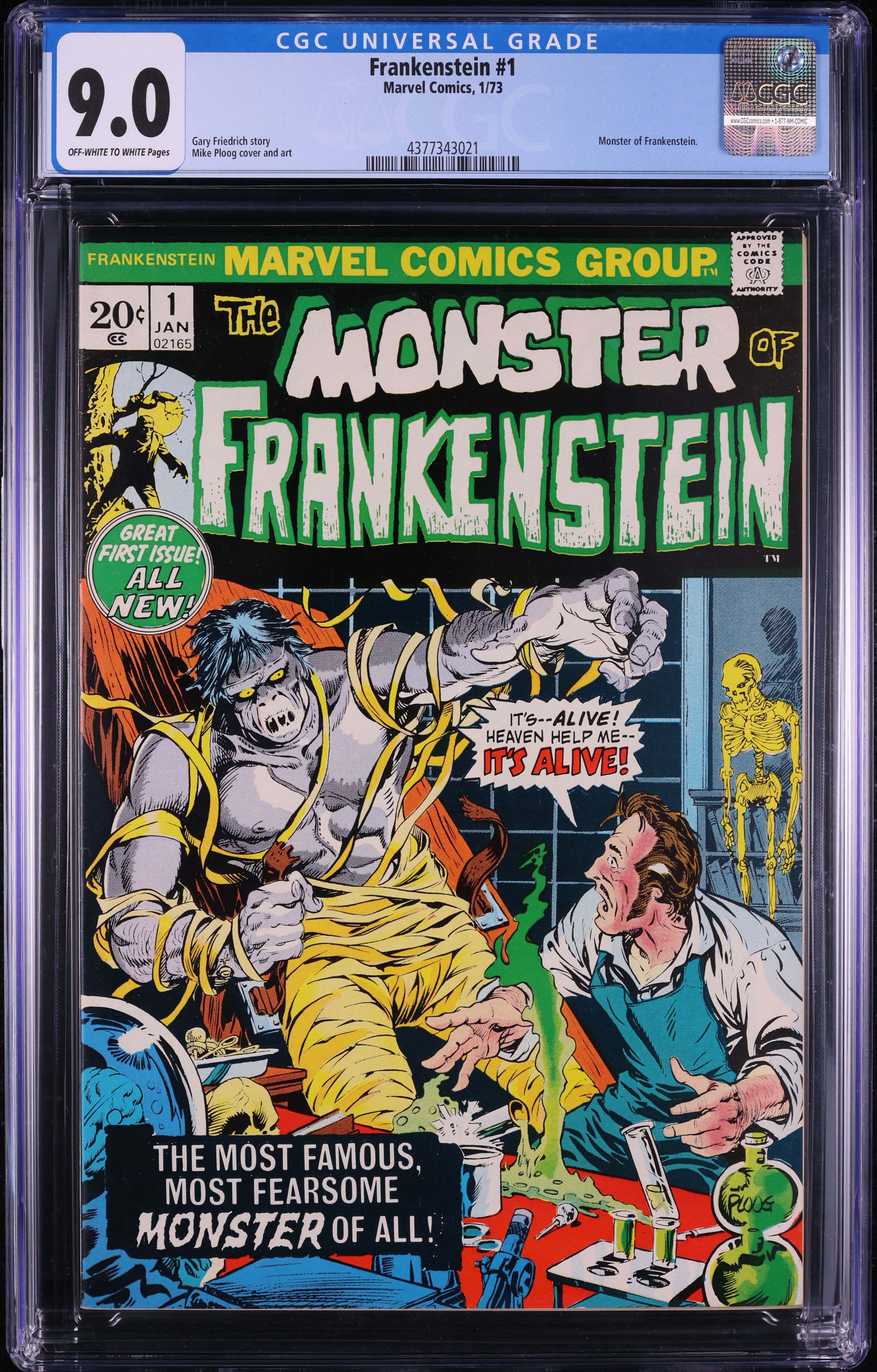 Frankenstein #1 (Marvel, 1973) CGC 9.0 Off-White To White Pages