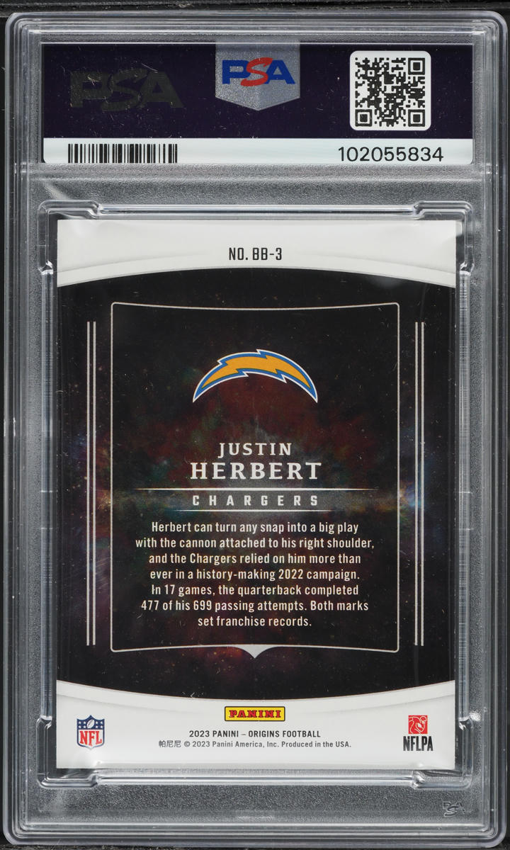 2023 Panini Origins Big Bang Justin Herbert #BB3 PSA 10 GEM MINT