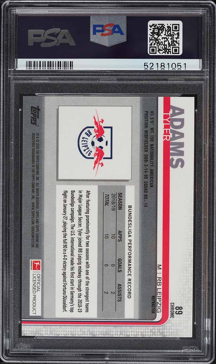 2019 Topps Chrome Bundesliga Refractor Tyler Adams #89 PSA 9 MINT