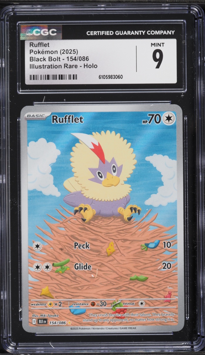 2025 Pokemon Scarlet & Violet Black Bolt IR Rufflet #154 CGC 9 MINT