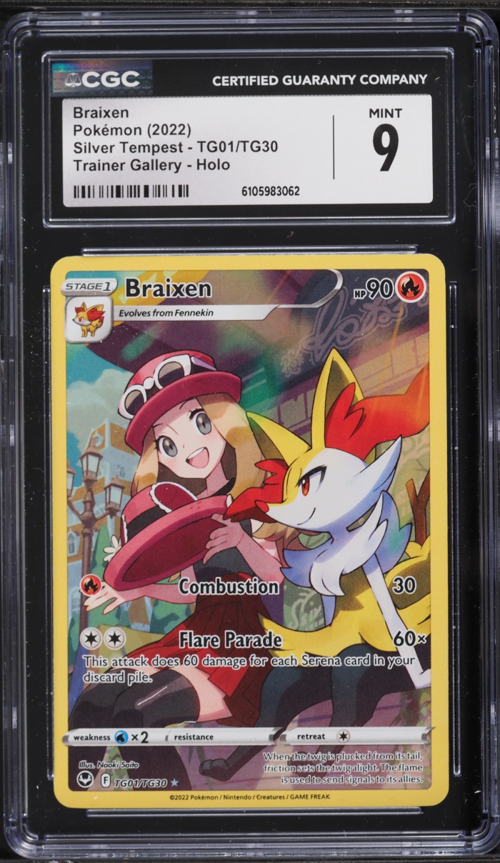 2022 Pokemon Sword & Shield Silver Tempest CHR Braixen #TG01 CGC 9 MINT