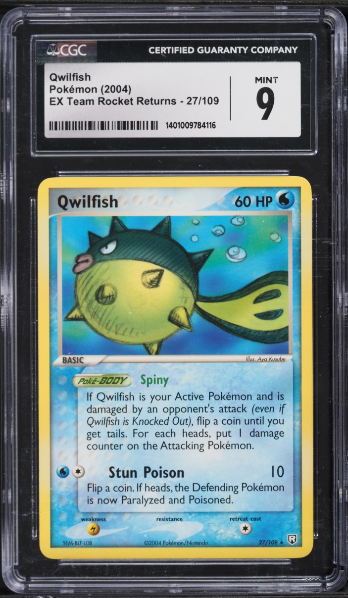 2004 Pokemon EX Team Rocket Returns Qwilfish #27 CGC 9 MINT
