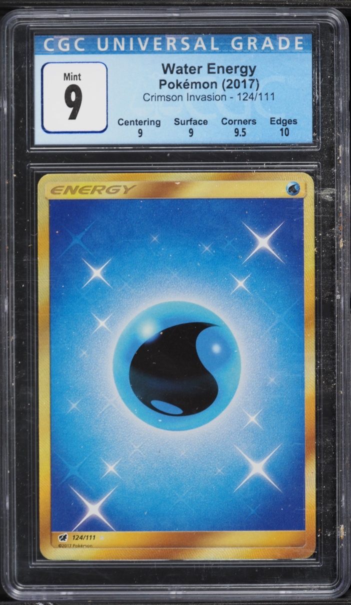 2017 Pokemon SM Crimson Invasion Hyper Rare Water Energy #124 CGC 9 MINT